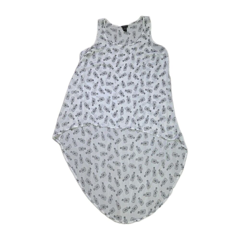 Torrid Poison Bottle Hi Low Tank Top Sheer Sleeveless White Black Womens 0X EUC
